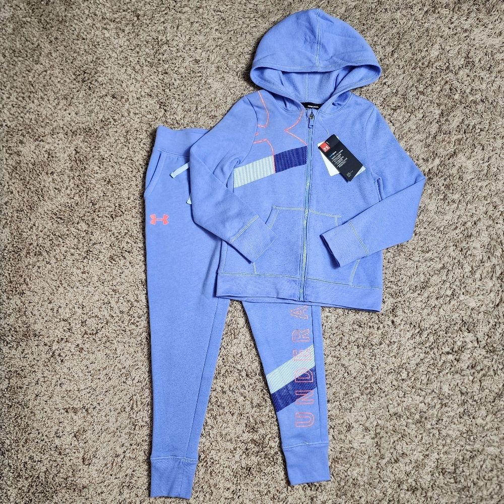 Under Armour Joggers & Jacket Fleece Outfit Girls Youth Small New